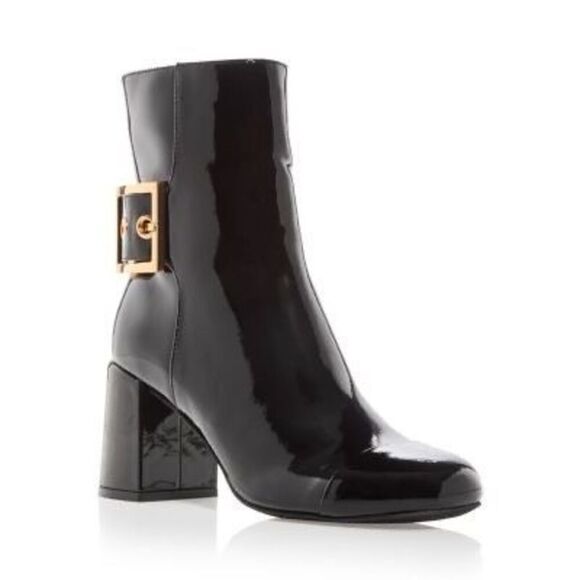 Jeffrey Campbell Women's Black Patent Academe Cap Toe Booties Size 9 NWOT - Picture 1 of 10